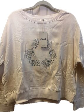Pact 100% organic cotton-Cream Crewneck Slouchy Sweatshirt